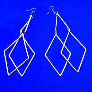 Silver Tone Triangle Drop Earrings
